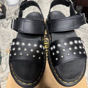 Dr. Martens Black Silver Studded Platform Sandals EU 37 US 6/6.5